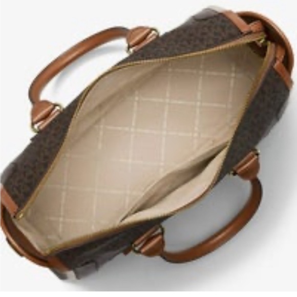 NWT - $726 MICHAEL KORS CARINE LARGE LOGO SIGNATURE SATCHEL + MATCHING WALLET - Picture 4 of 9